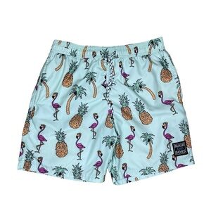 Maui And Sons Men’s Flamingo Print Lined Swim Trunks Size Small